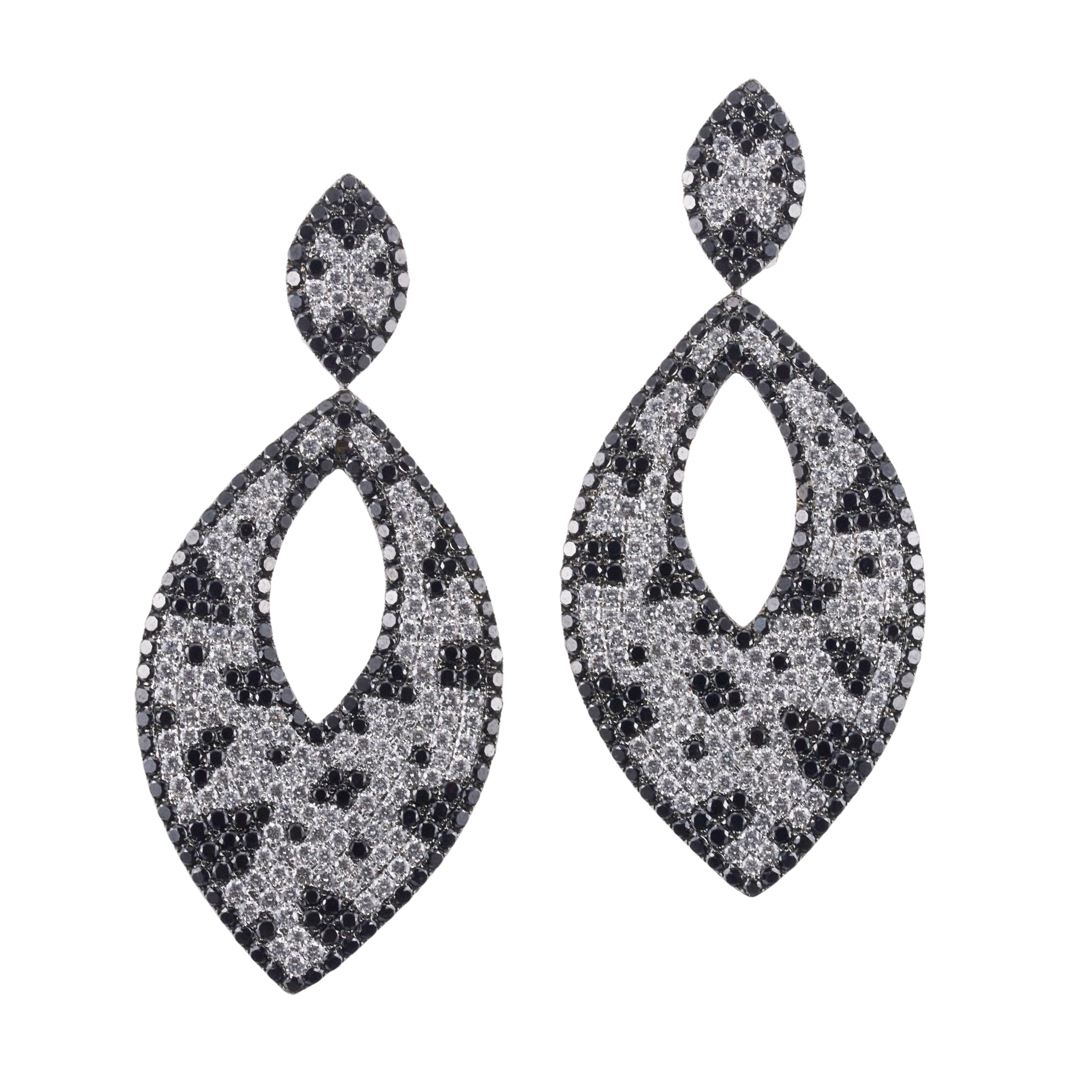 Black & White Diamond Gold Drop Earrings