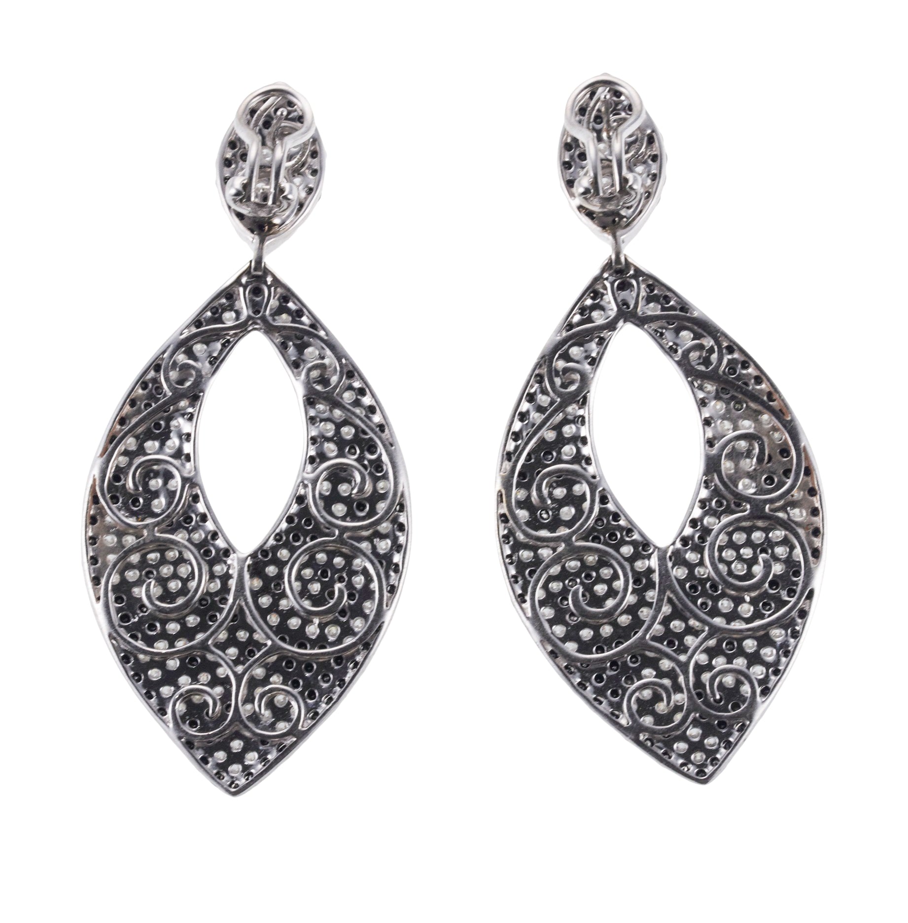 Black & White Diamond Gold Drop Earrings