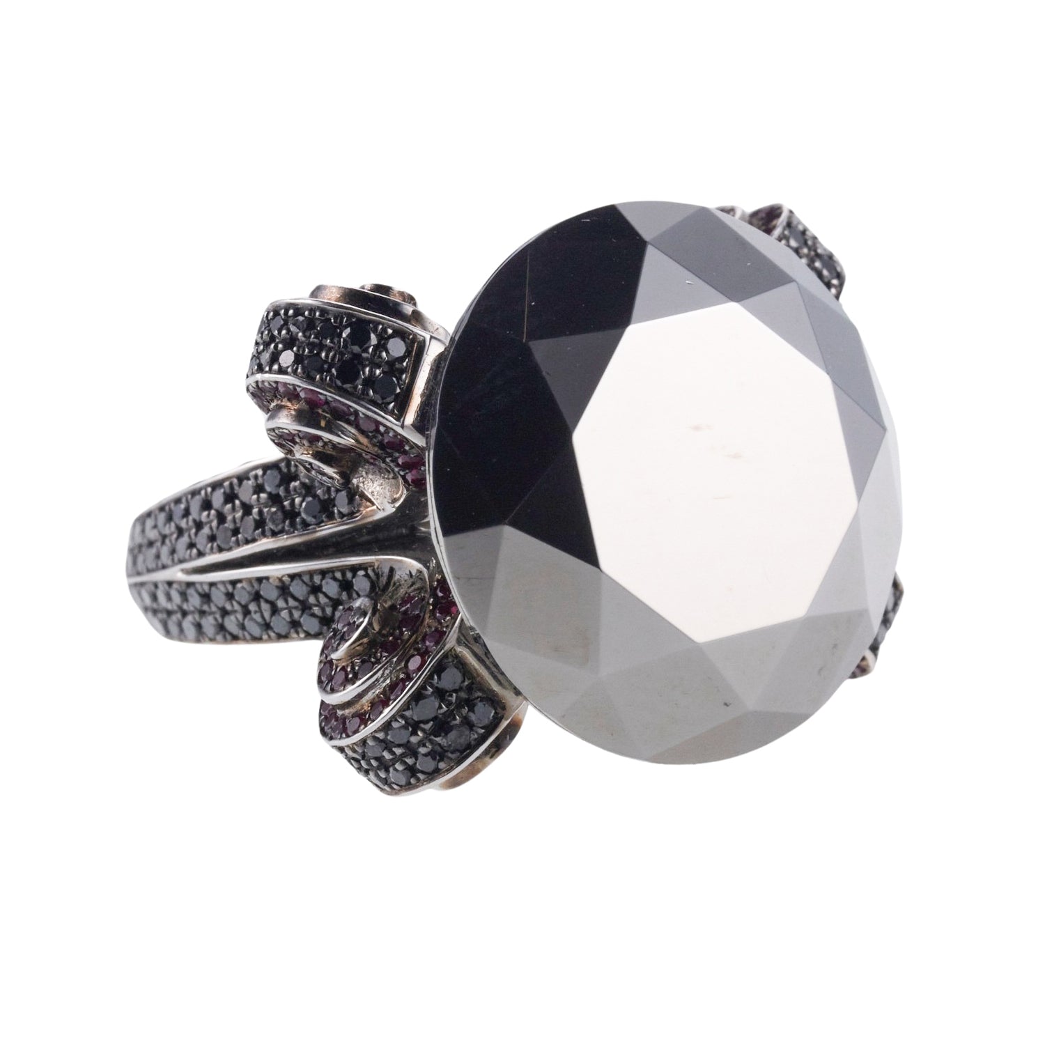 Chopard Black Diamond Ruby Gold Cocktail Ring