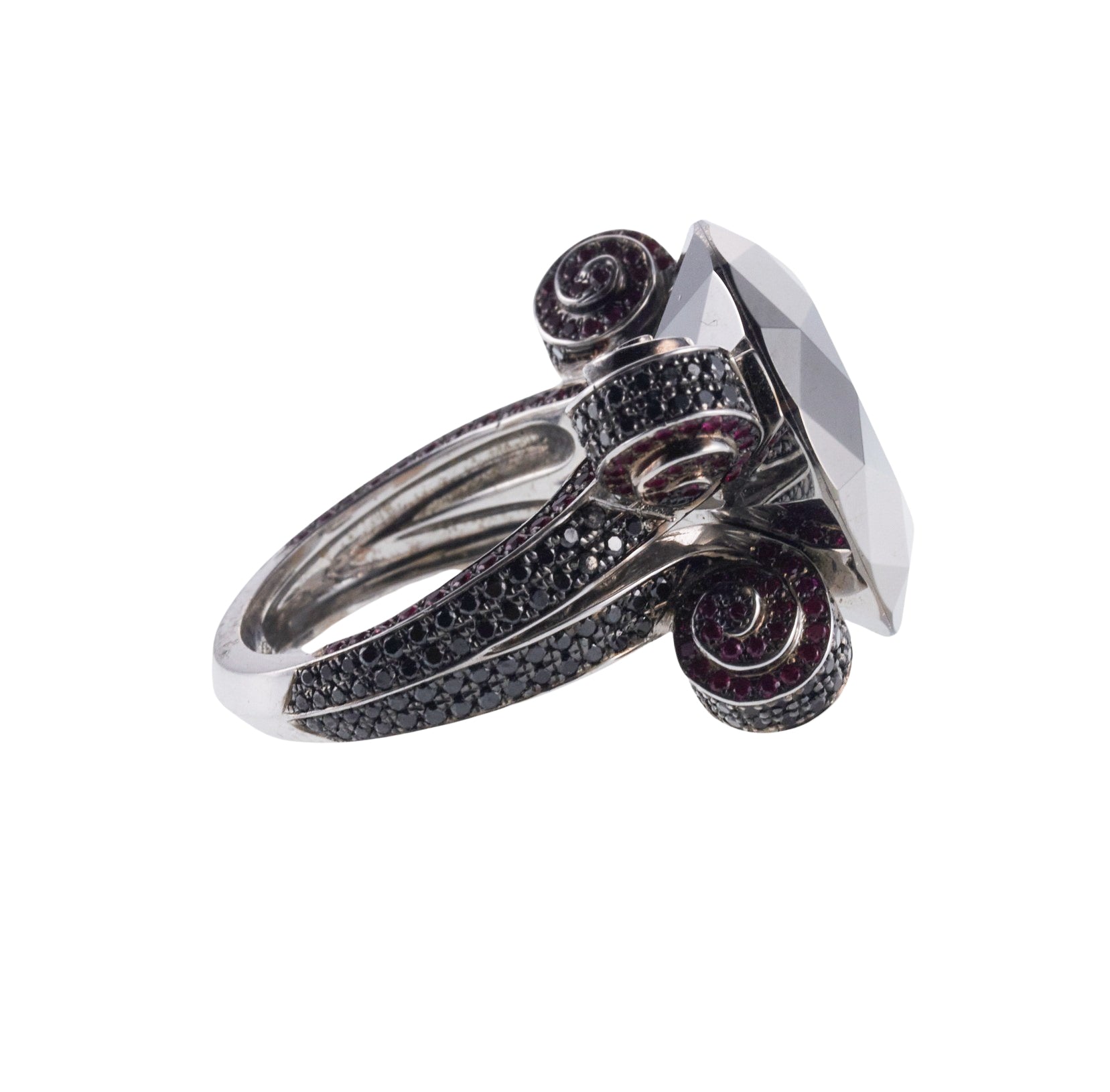 Chopard Black Diamond Ruby Gold Cocktail Ring