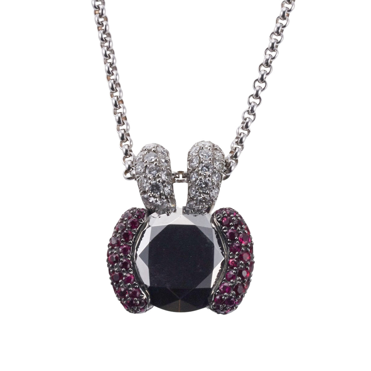 Chopard Ruby Hematite Gold Pendant Necklace