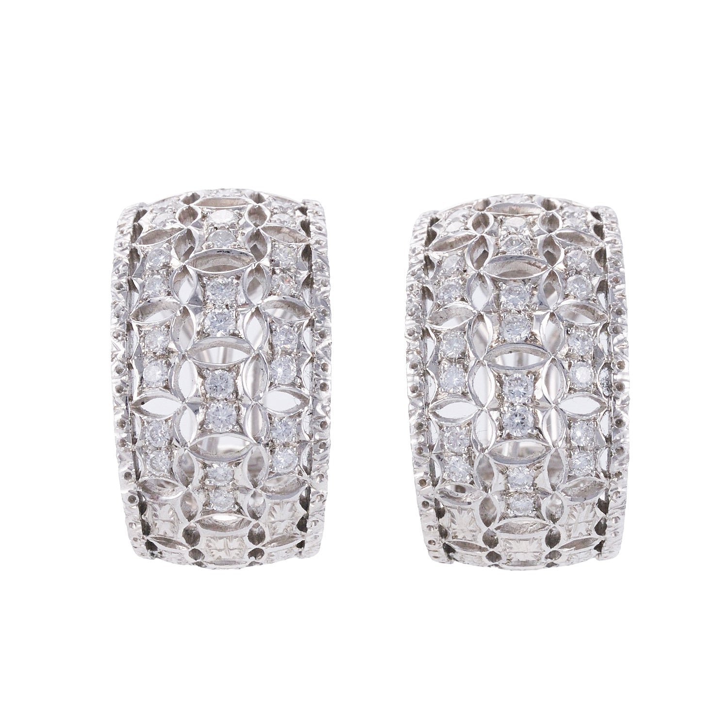 Mario Buccellati Diamond Gold Oval Hoop Earrings