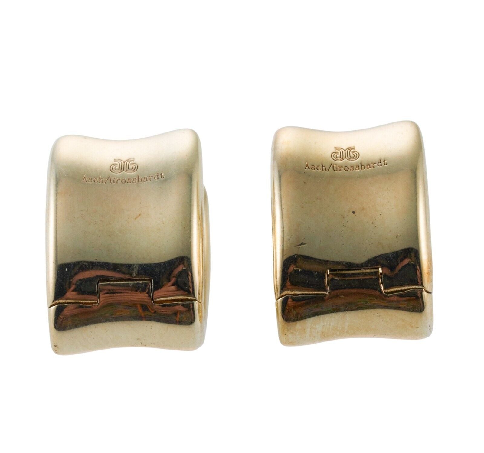 Asch Grossbardt MOP Coral Lapis Onyx Inlay Gold Earrings