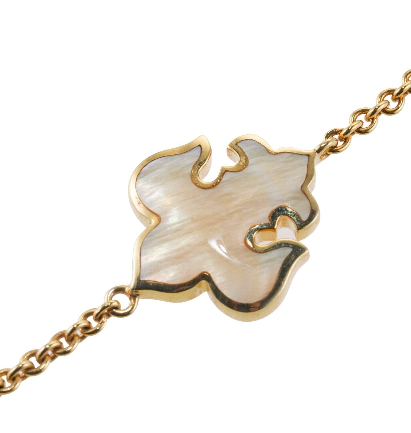 Asch Grossbardt Inlay Mother of Pearl Fleur de Lis Gold Bracelet