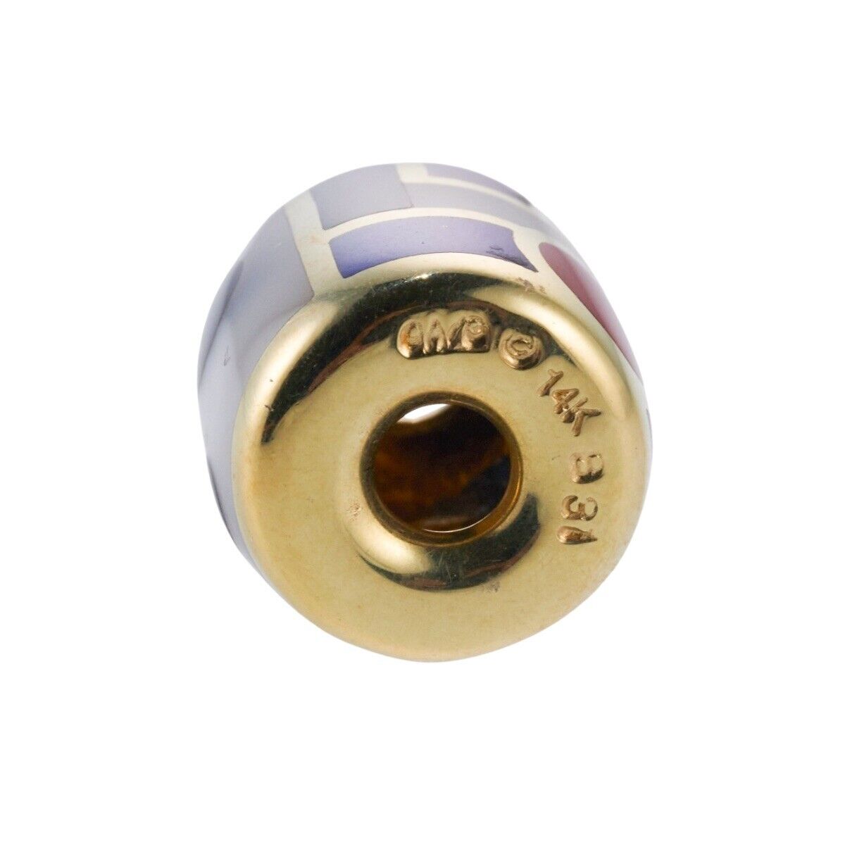 Asch Grossbardt Gemstone Inlay Diamond Barrel Slide Pendant