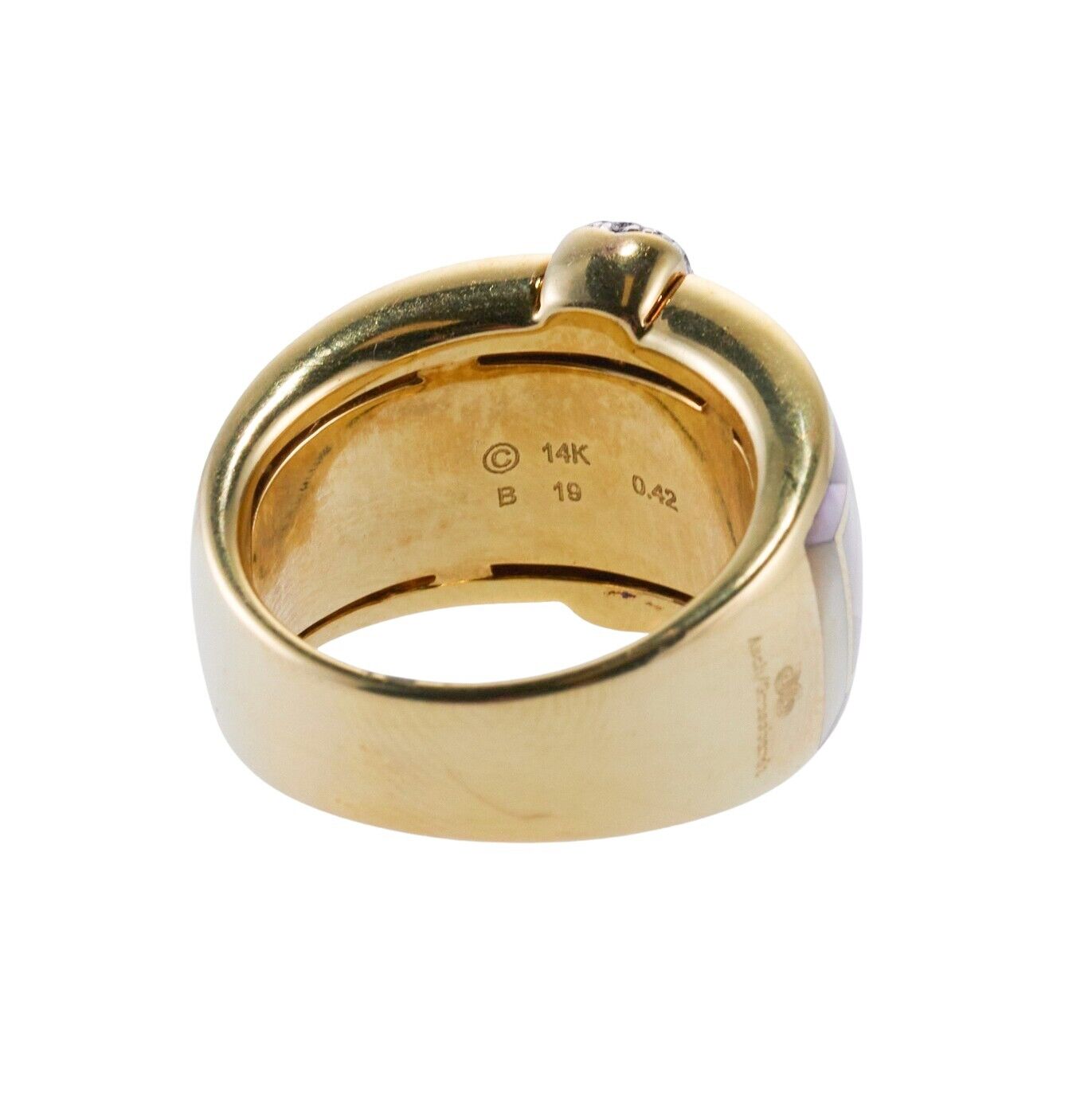 Asch Grossbardt Inlay Mother of Pearl Diamond Gold Ring