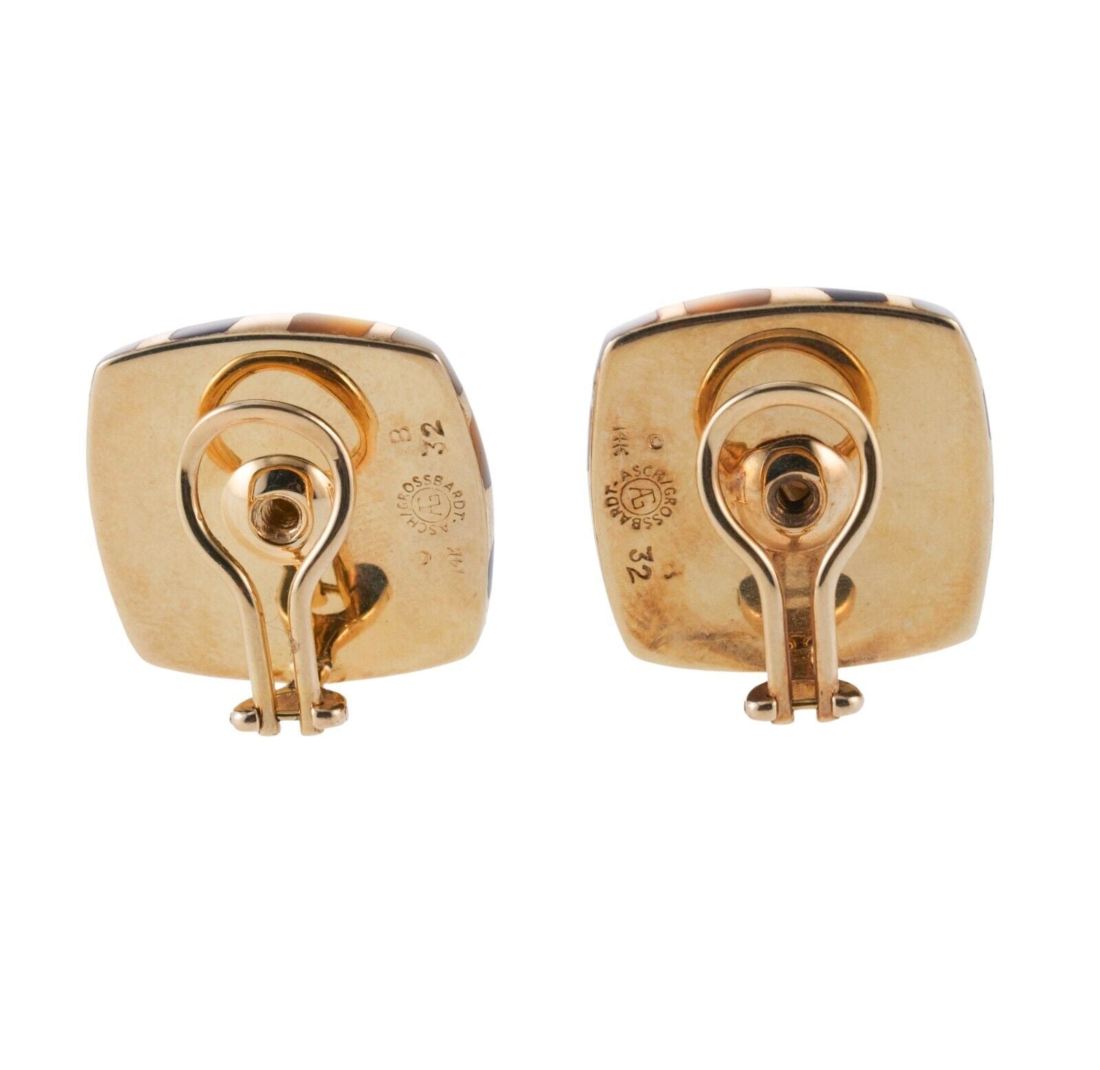 Asch Grossbardt MOP Inlay Gold Earrings