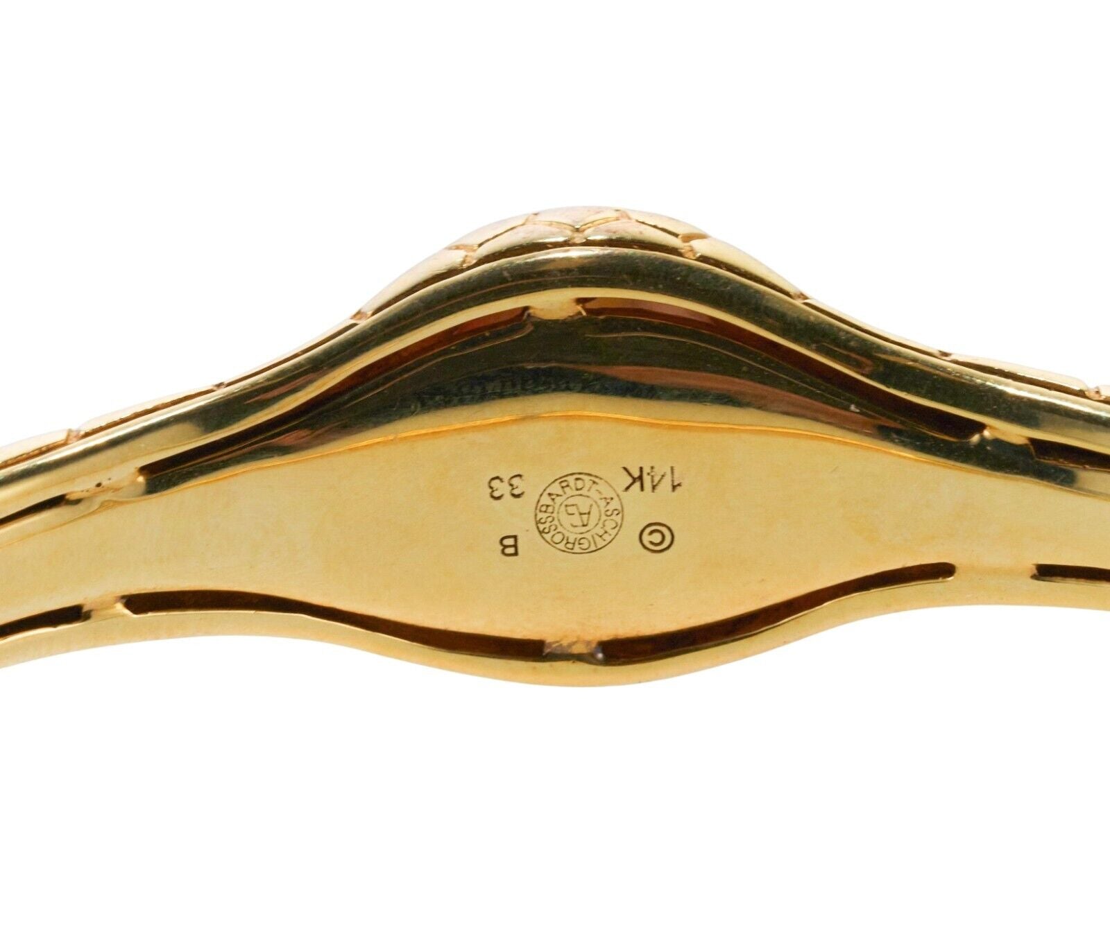 Asch Grossbardt Inlay Mother of Pearl Coral Crystal Gold Bangle Bracelet