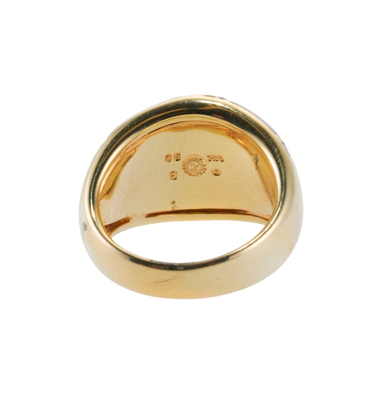 Asch Grossbardt Inlay Mother of Pearl Diamond Gold Dome Ring