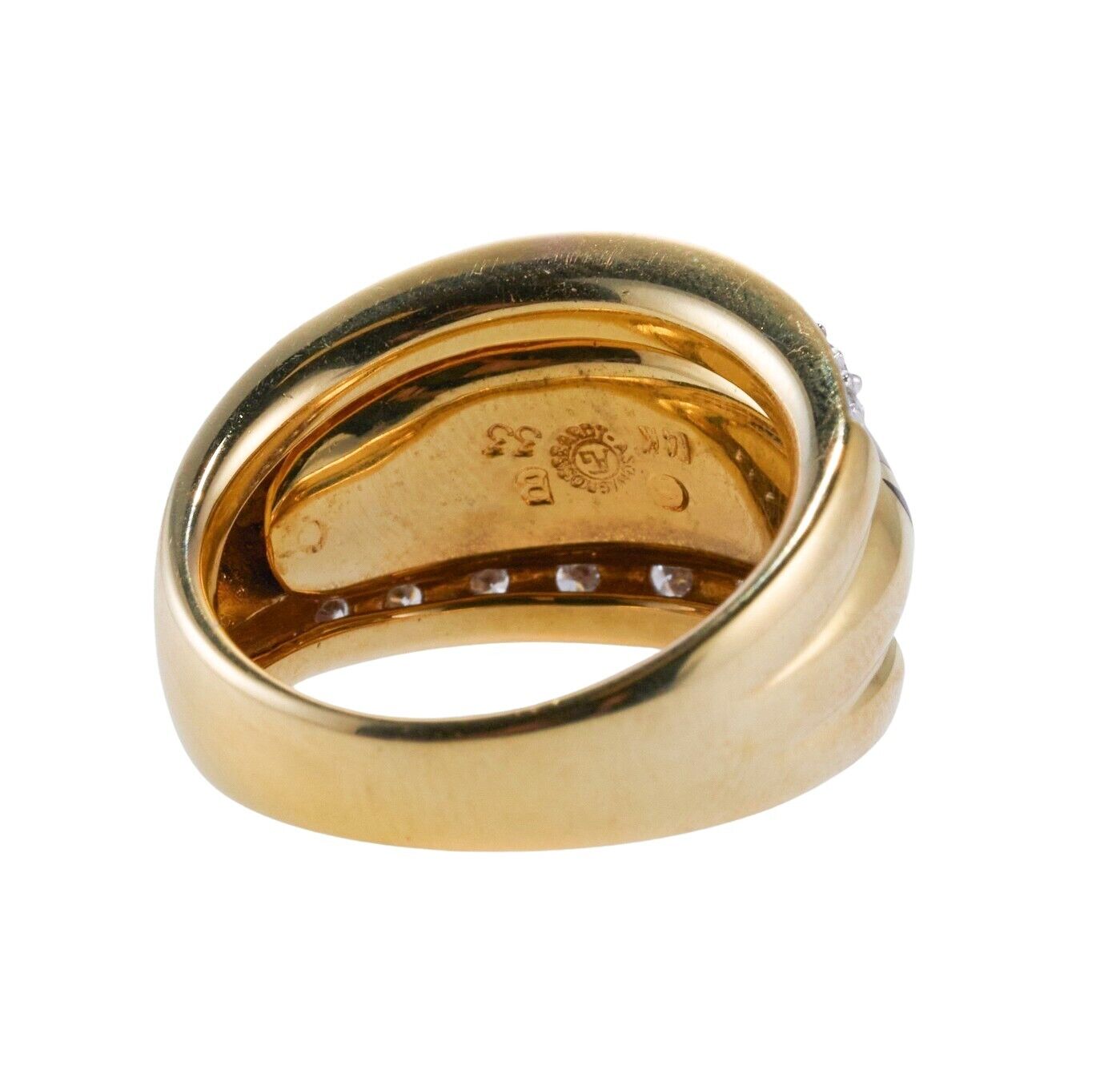 Asch Grossbardt Inlay Malachite Coral Lapis Diamond Gold Ring