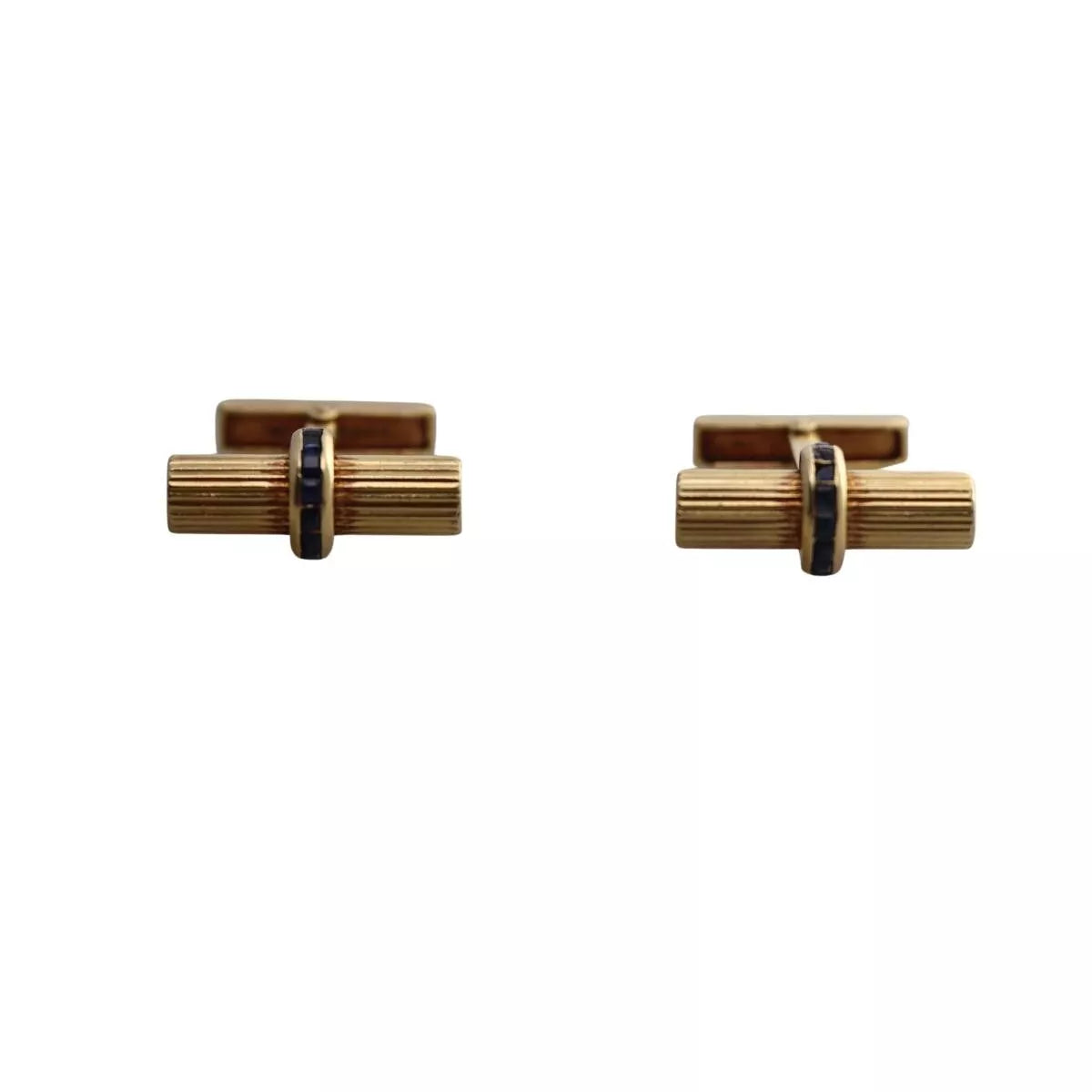 Mid Century Sapphire 18k Gold Bar Cufflinks