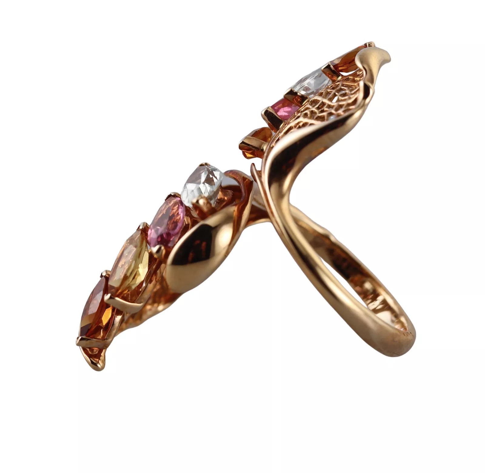 Carrera y Carrera Doble Hoja Diamond Gold Ring