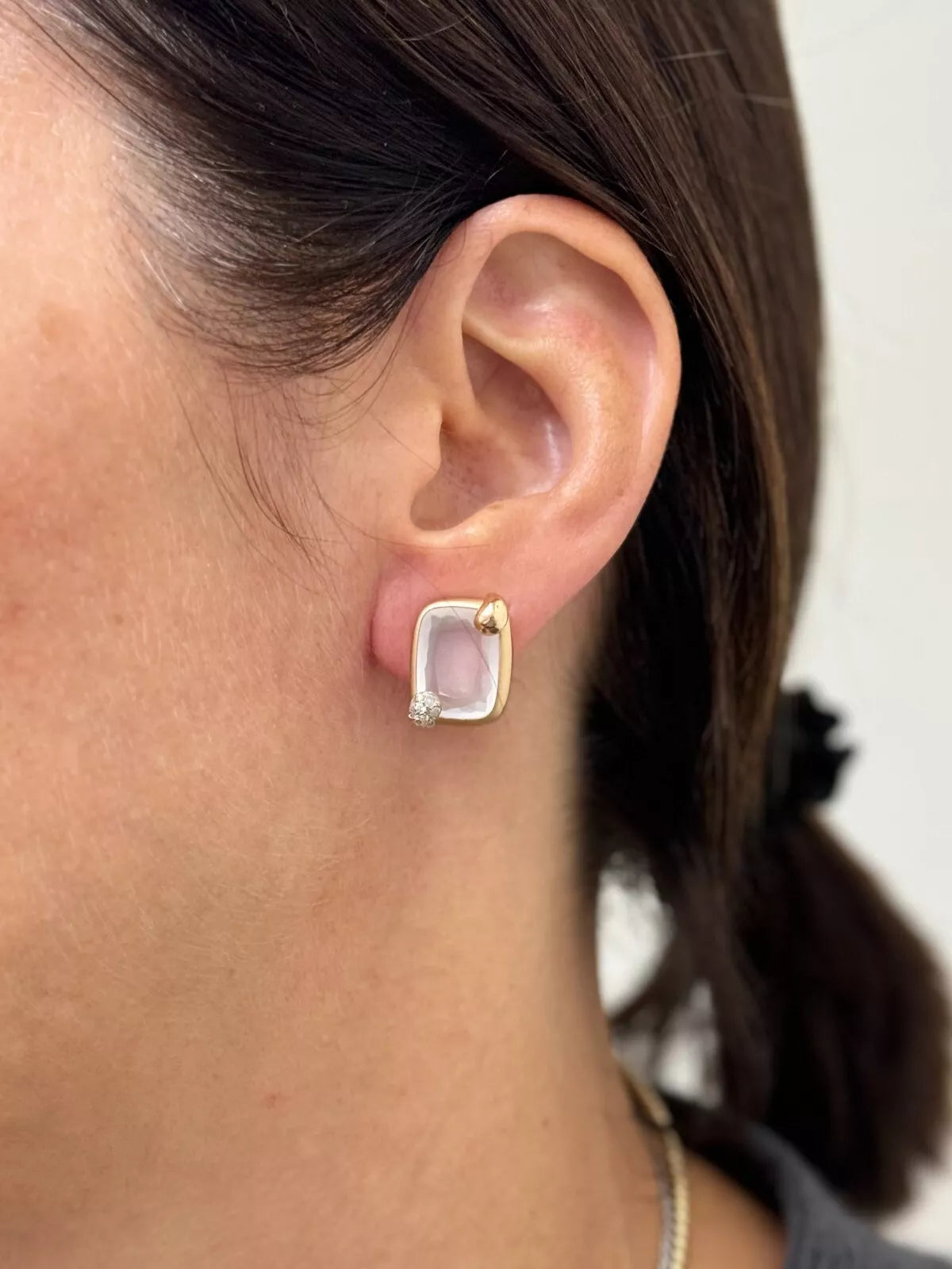 Pomellato Ritratto Gold Quartz Diamond Earrings