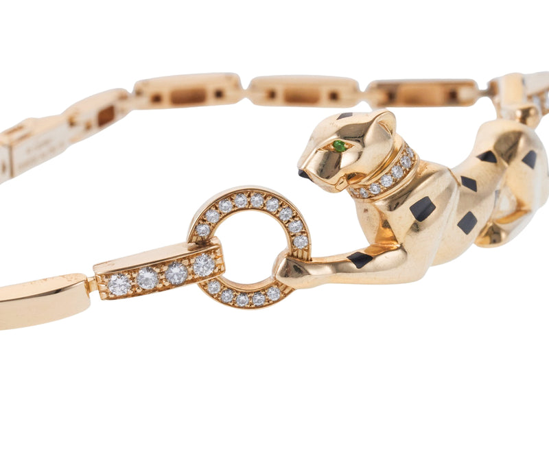 Panthere de Cartier Diamond Enamel Gold Bracelet
