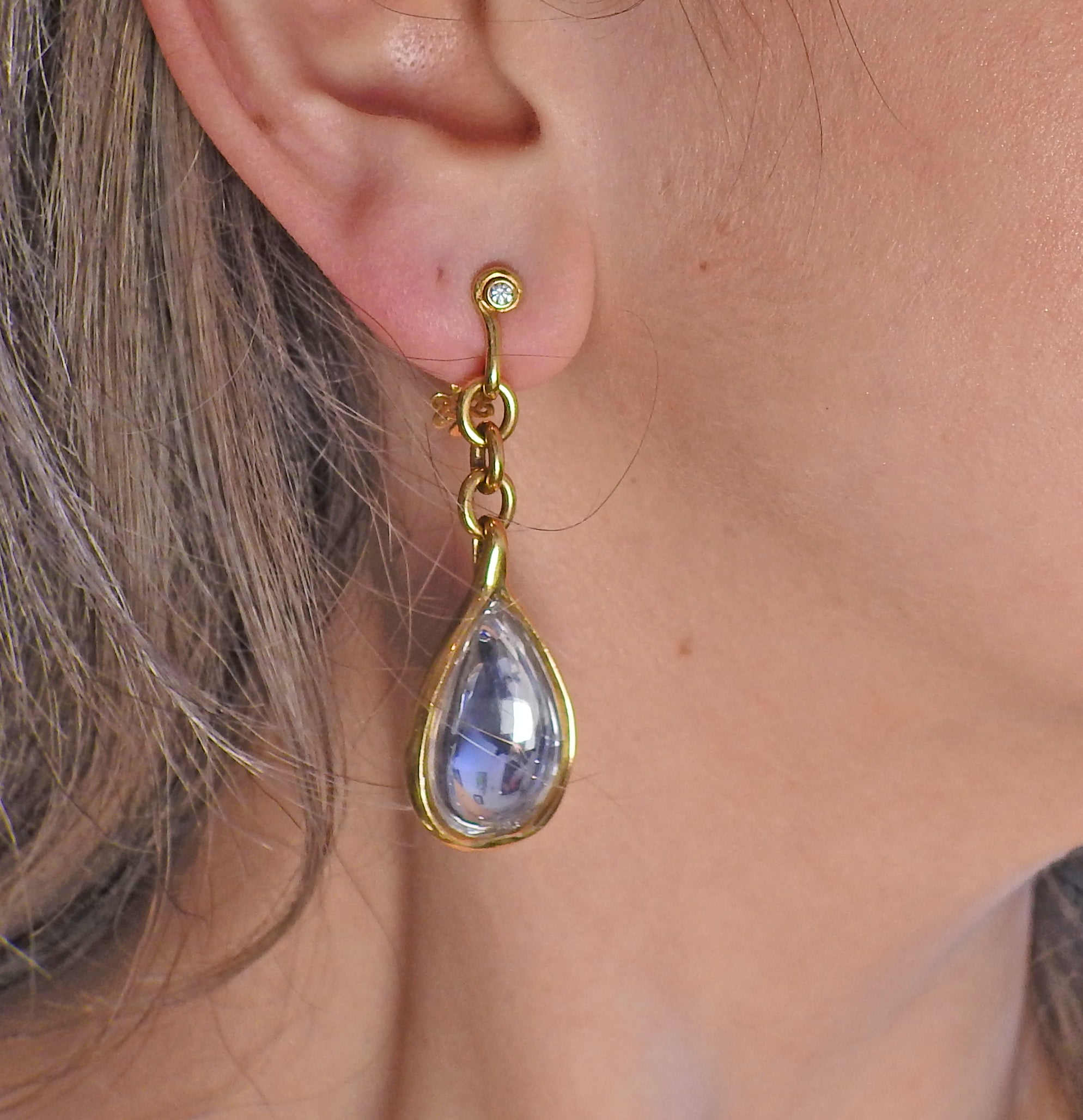 H. Stern DVF Life Harmony Freedom Gold Diamond Crystal Earrings - Oak Gem