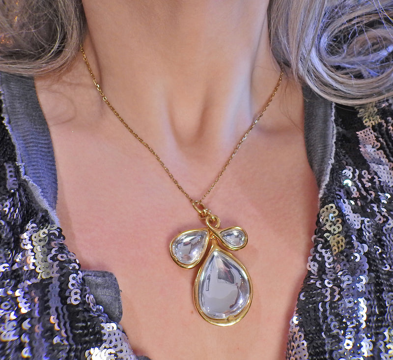 H. Stern DVF Truth Love Freedom Gold Diamond Crystal Necklace - Oak Gem
