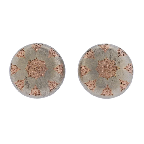 Buccellati Macri Rose White Gold Button Earrings