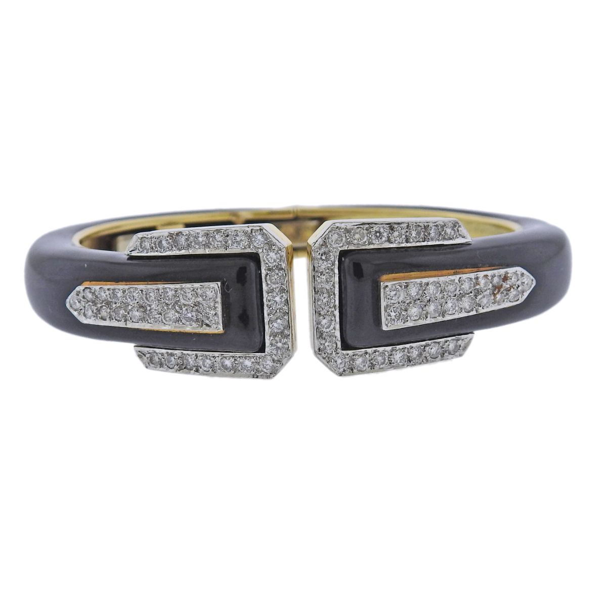 David Webb Vintage Platinum Gold Enamel Diamond Bracelet