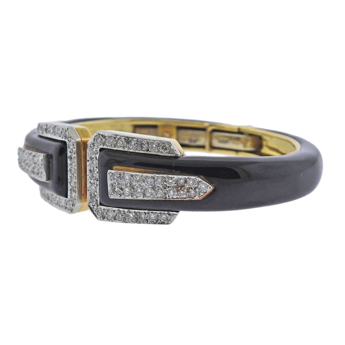 David Webb Vintage Platinum Gold Enamel Diamond Bracelet