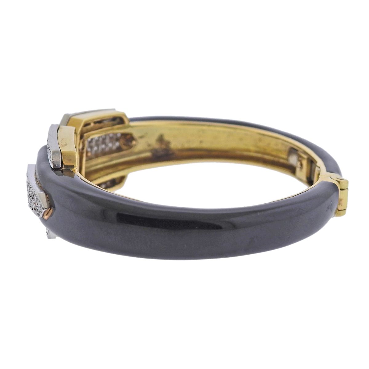 David Webb Vintage Platinum Gold Enamel Diamond Bracelet