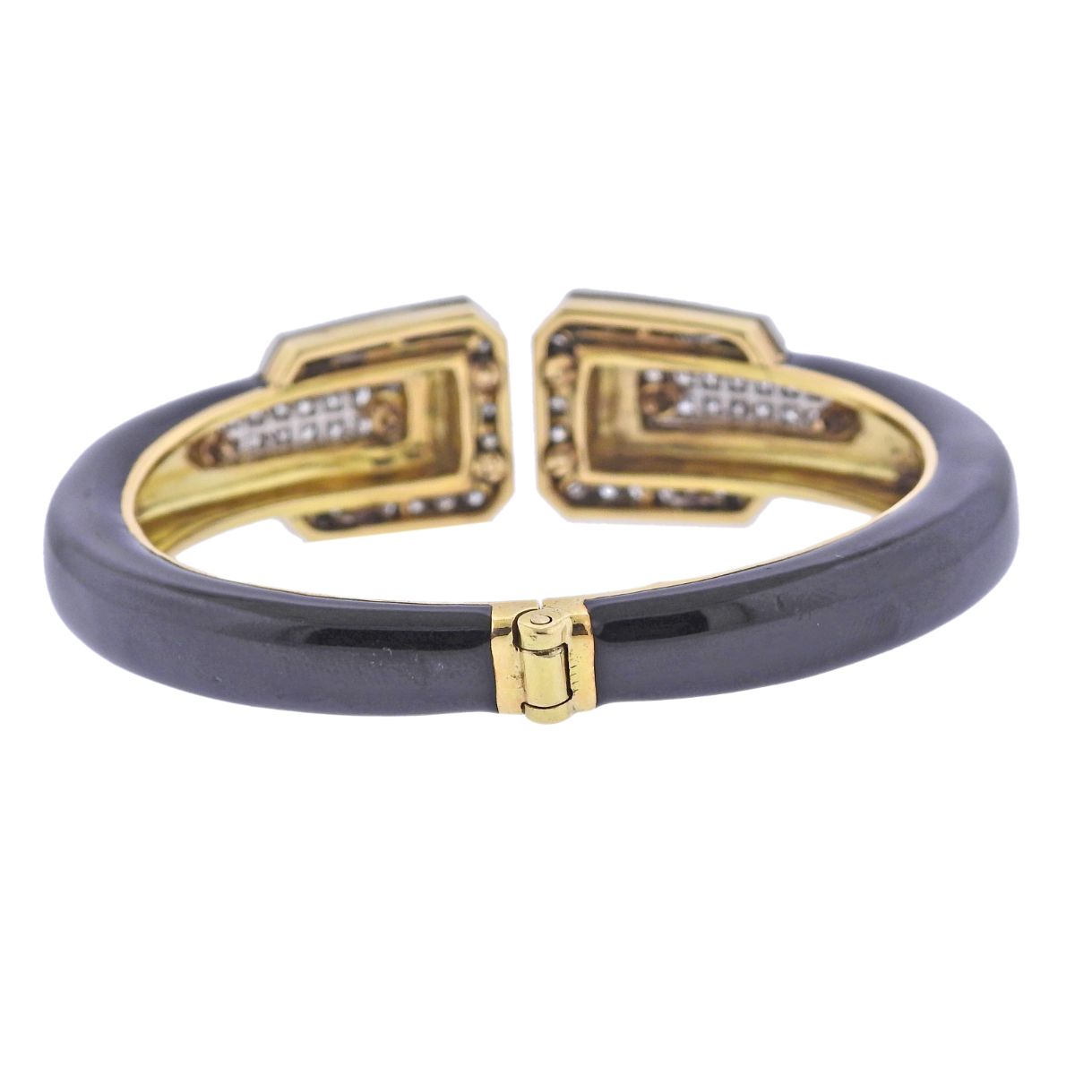 David Webb Vintage Platinum Gold Enamel Diamond Bracelet