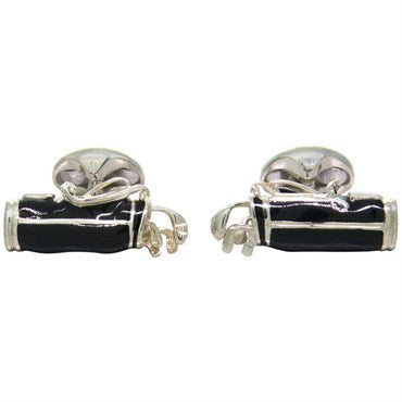 Deakin & Francis Sterling Silver Black Enamel Golf Bag Cufflinks - Oak Gem