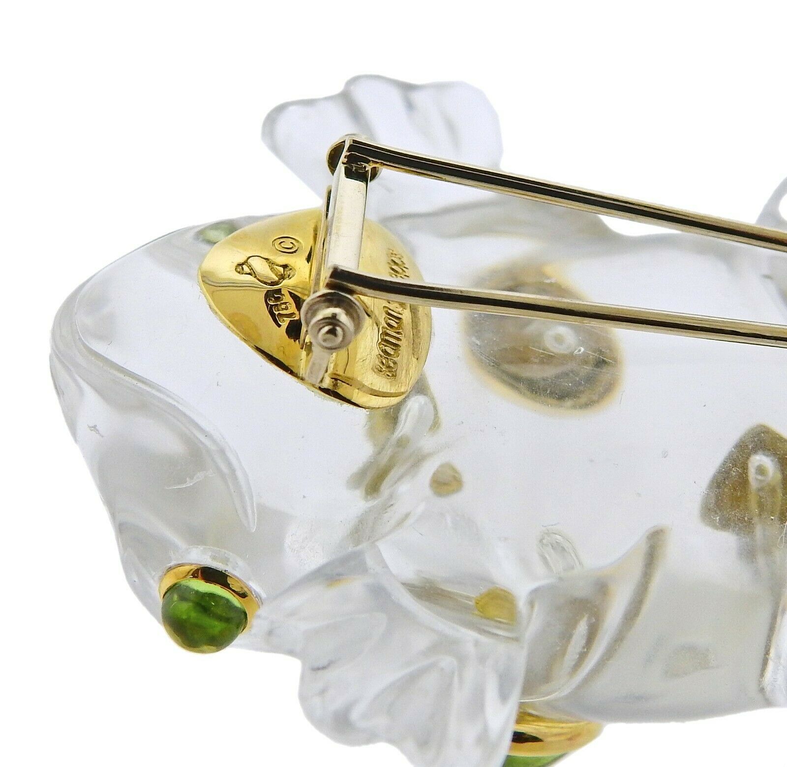 Seaman Schepps Crystal Aquamarine Tourmaline Iolite Gold Frog Brooch - Oak Gem