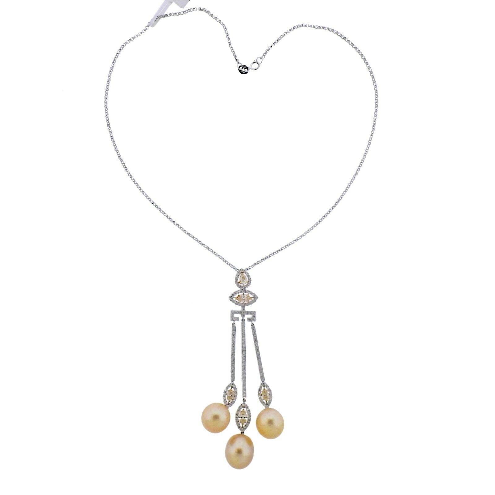 Assael South Sea Pearl Yellow Diamond Gold Pendant Necklace - Oak Gem