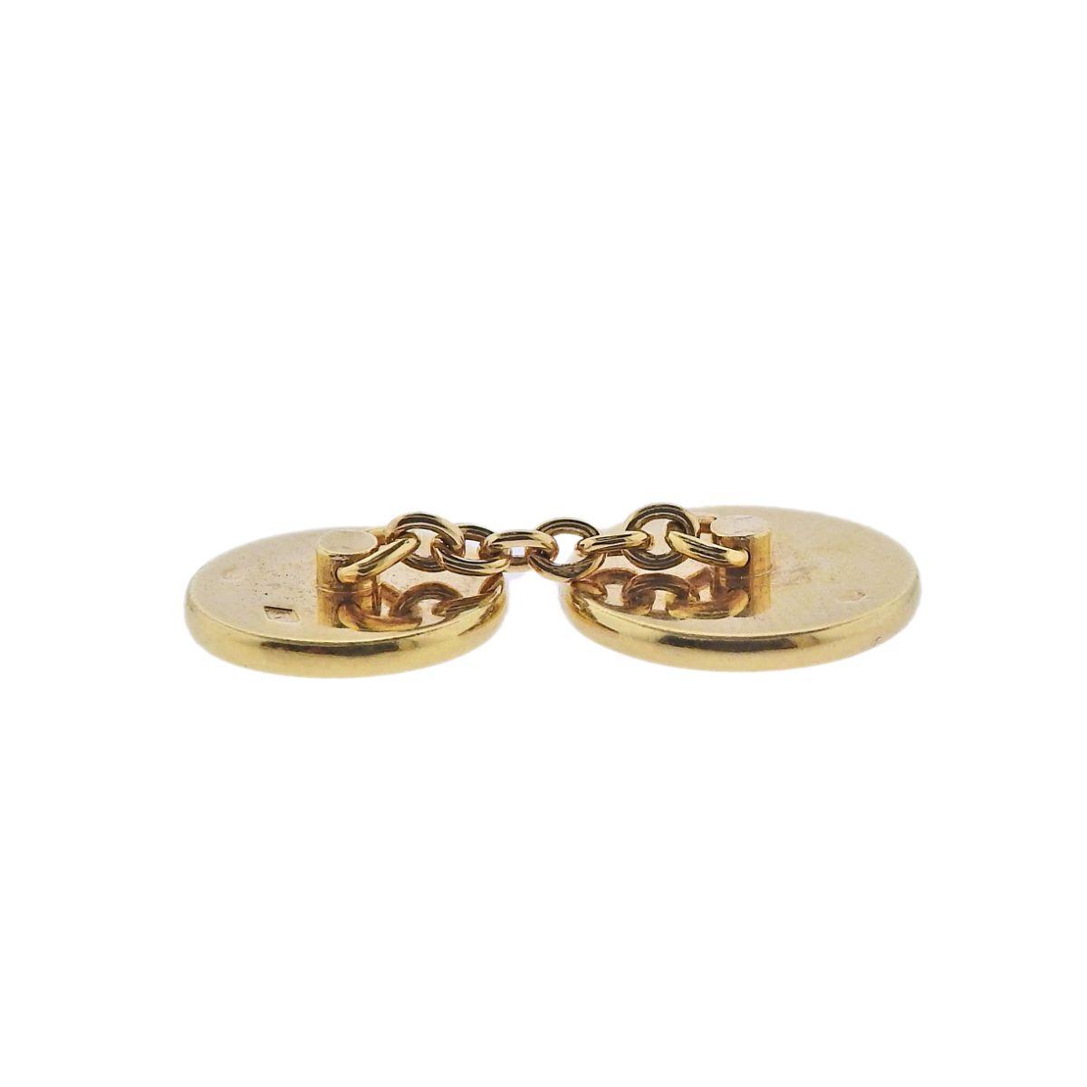 Hermes Clou De Selle Gold Cufflinks