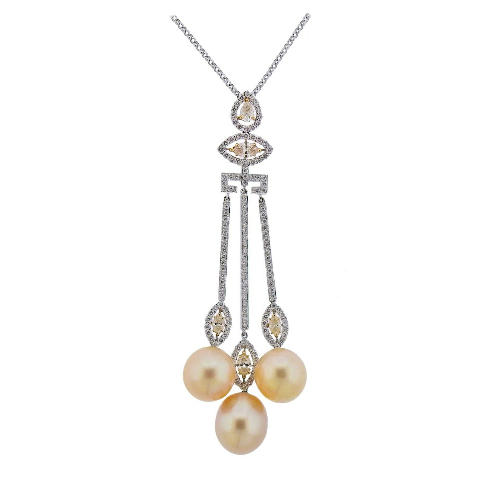 Assael South Sea Pearl Yellow Diamond Gold Pendant Necklace - Oak Gem
