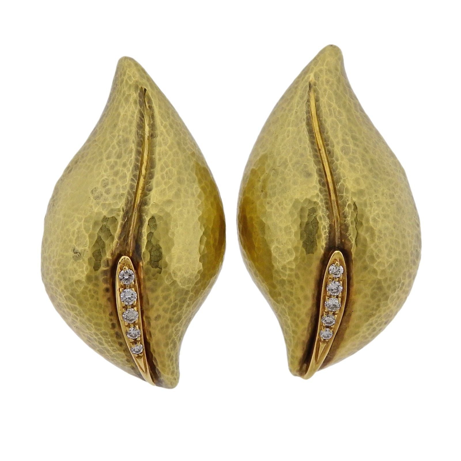 Tiffany & Co Paloma Picasso Diamond Gold Earrings - Oak Gem