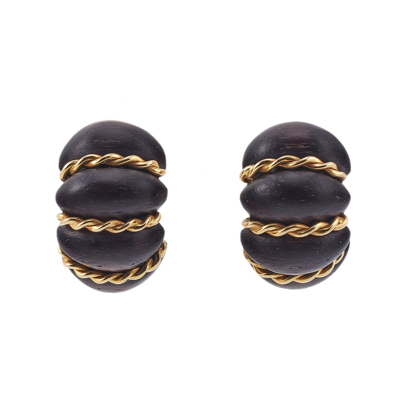 Seaman Schepps Wood Gold Shrimp Earrings