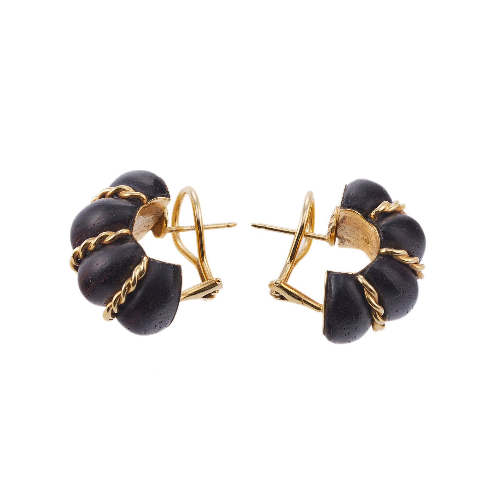 Seaman Schepps Wood Gold Shrimp Earrings