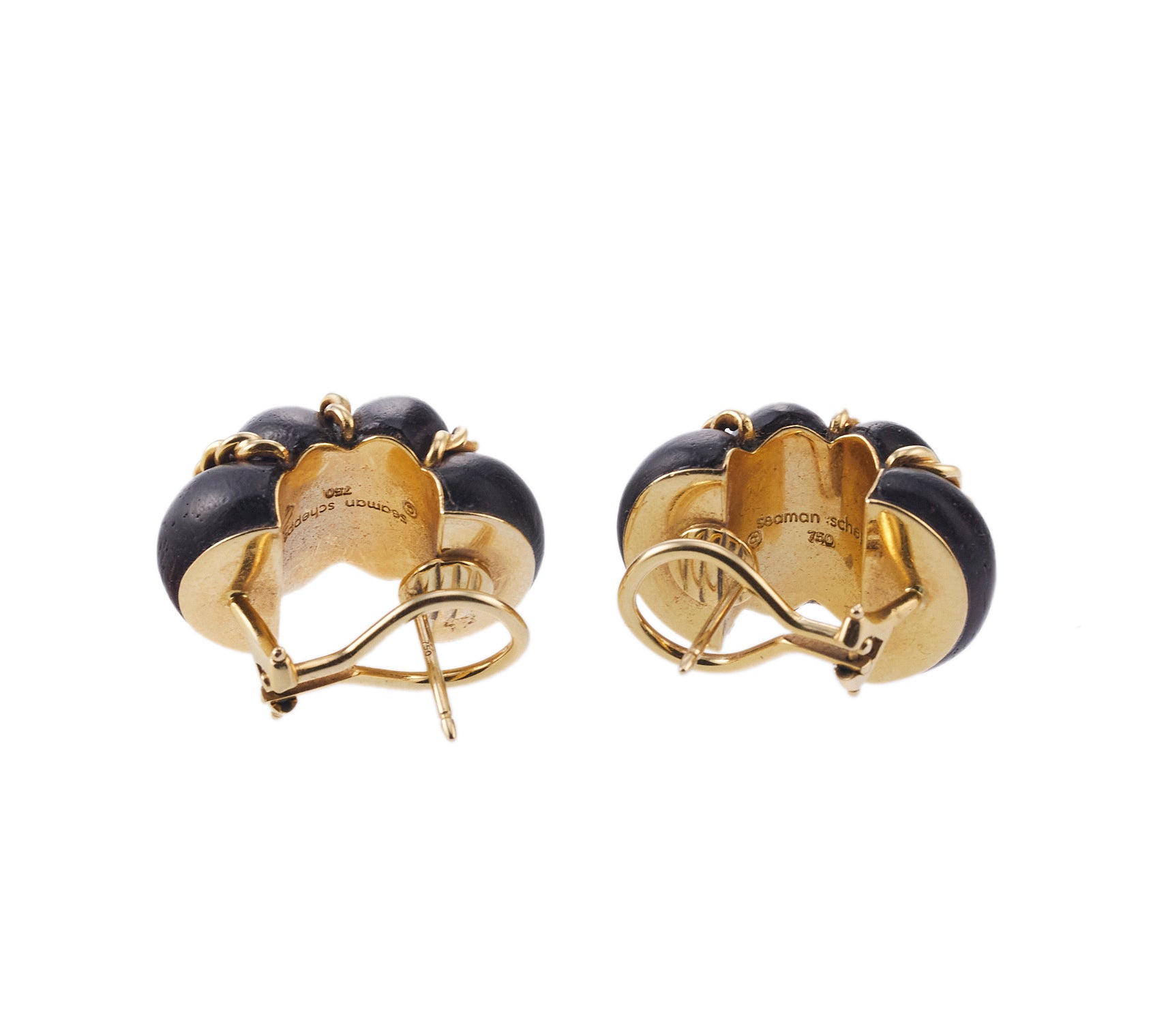 Seaman Schepps Wood Gold Shrimp Earrings