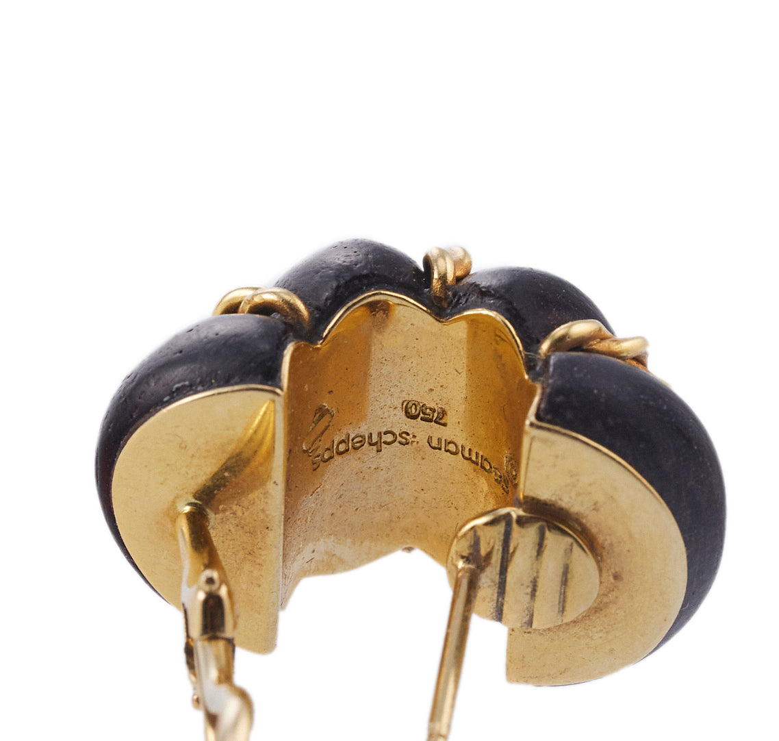 Seaman Schepps Wood Gold Shrimp Earrings