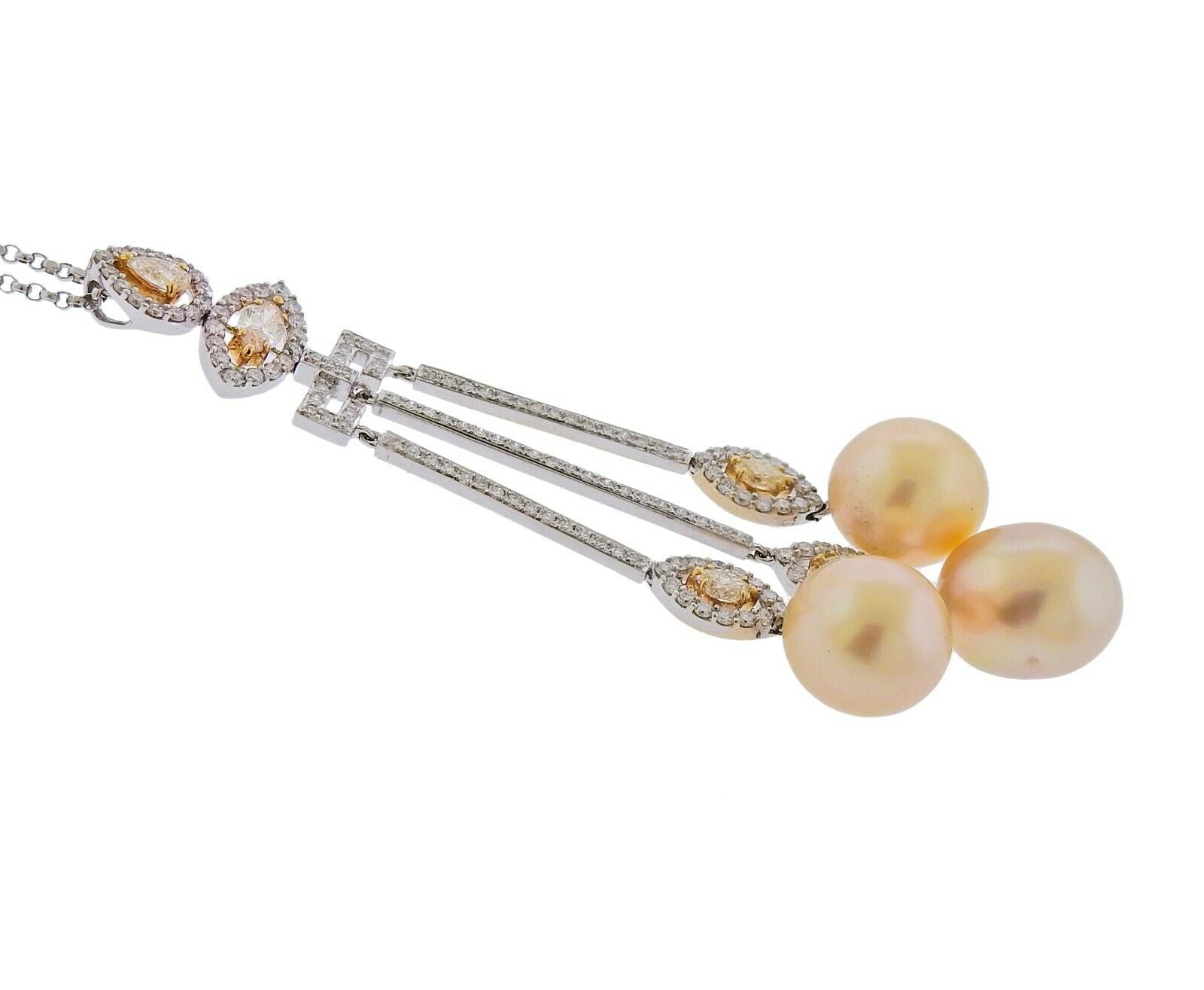 Assael South Sea Pearl Yellow Diamond Gold Pendant Necklace - Oak Gem