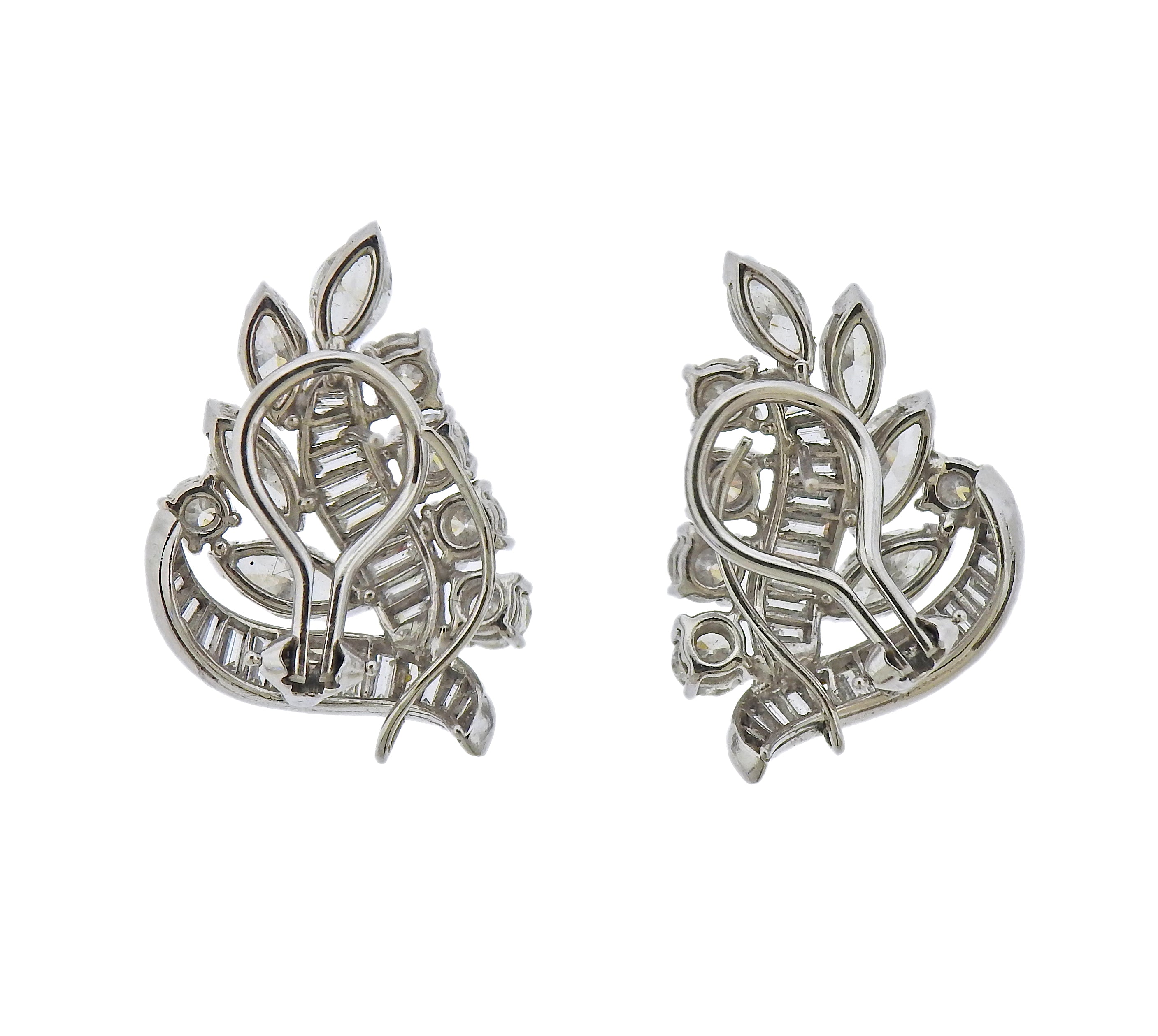 Mid Century 6.00cts Diamond Platinum Earrings - Oak Gem