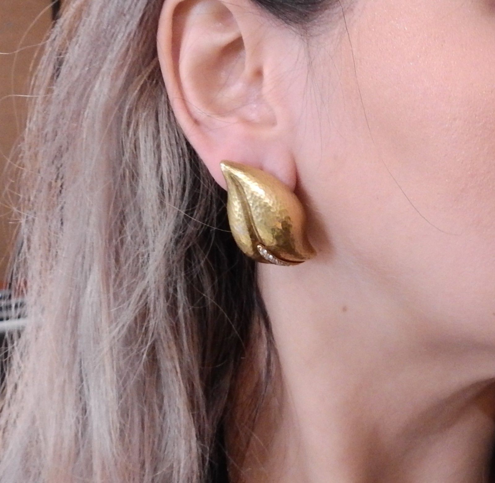 Tiffany & Co Paloma Picasso Diamond Gold Earrings - Oak Gem