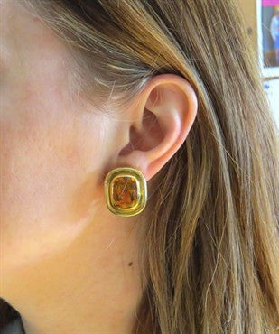 Tiffany & Co. Paloma Picasso Large Citrine 18K Gold Earrings - Oak Gem