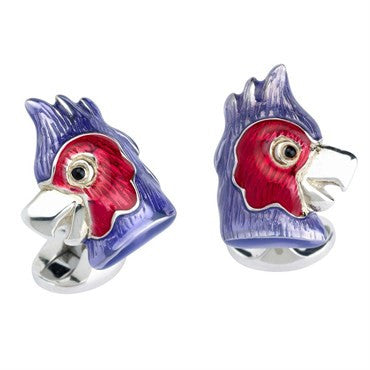 Deakin & Francis Sterling Silver Enamel Parrot Cufflinks - Oak Gem