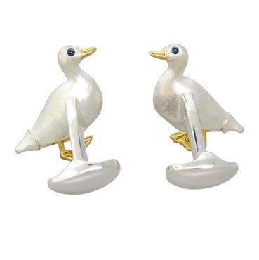 Deakin & Francis Sterling Silver Sapphire Duck Cufflinks - Oak Gem
