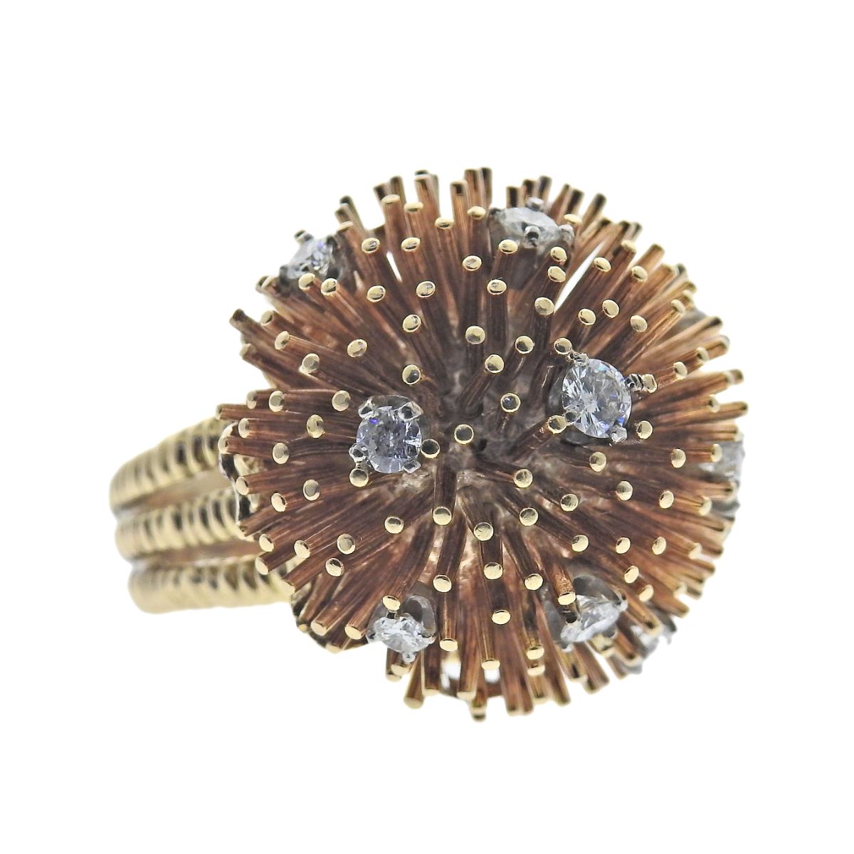 Ruser Retro Gold Diamond Bombe Ring