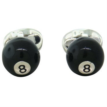 Deakin & Francis Sterling Silver Black Enamel 8 Ball Cufflinks - Oak Gem
