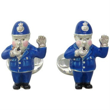 Deakin & Francis Enamel Sterling Silver Policeman Cufflinks - Oak Gem