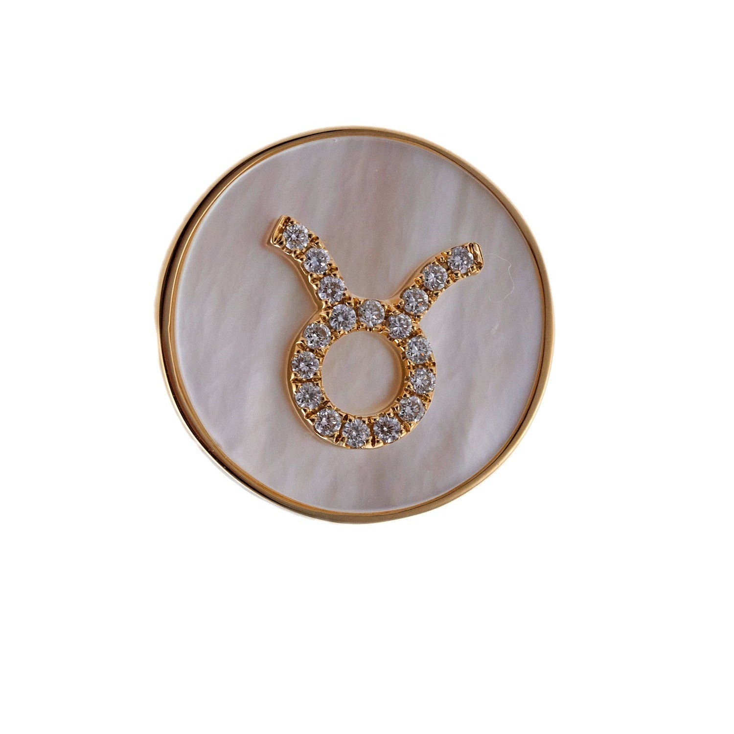 Doves Doron Paloma Diamond Mother of Pearl Gold Taurus Zodiac Ring