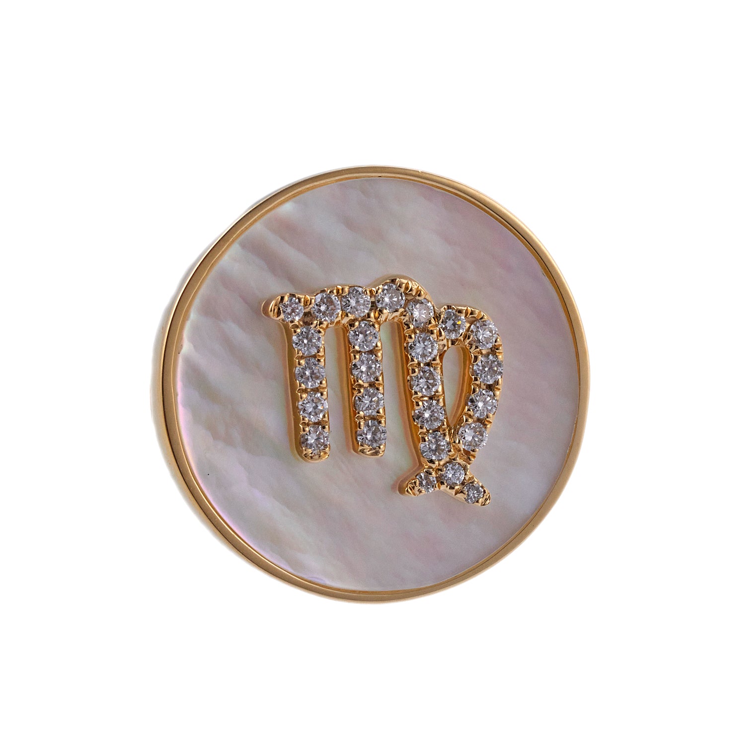 Doves Doron Paloma Diamond Mother of Pearl Gold Virgo Zodiac Ring