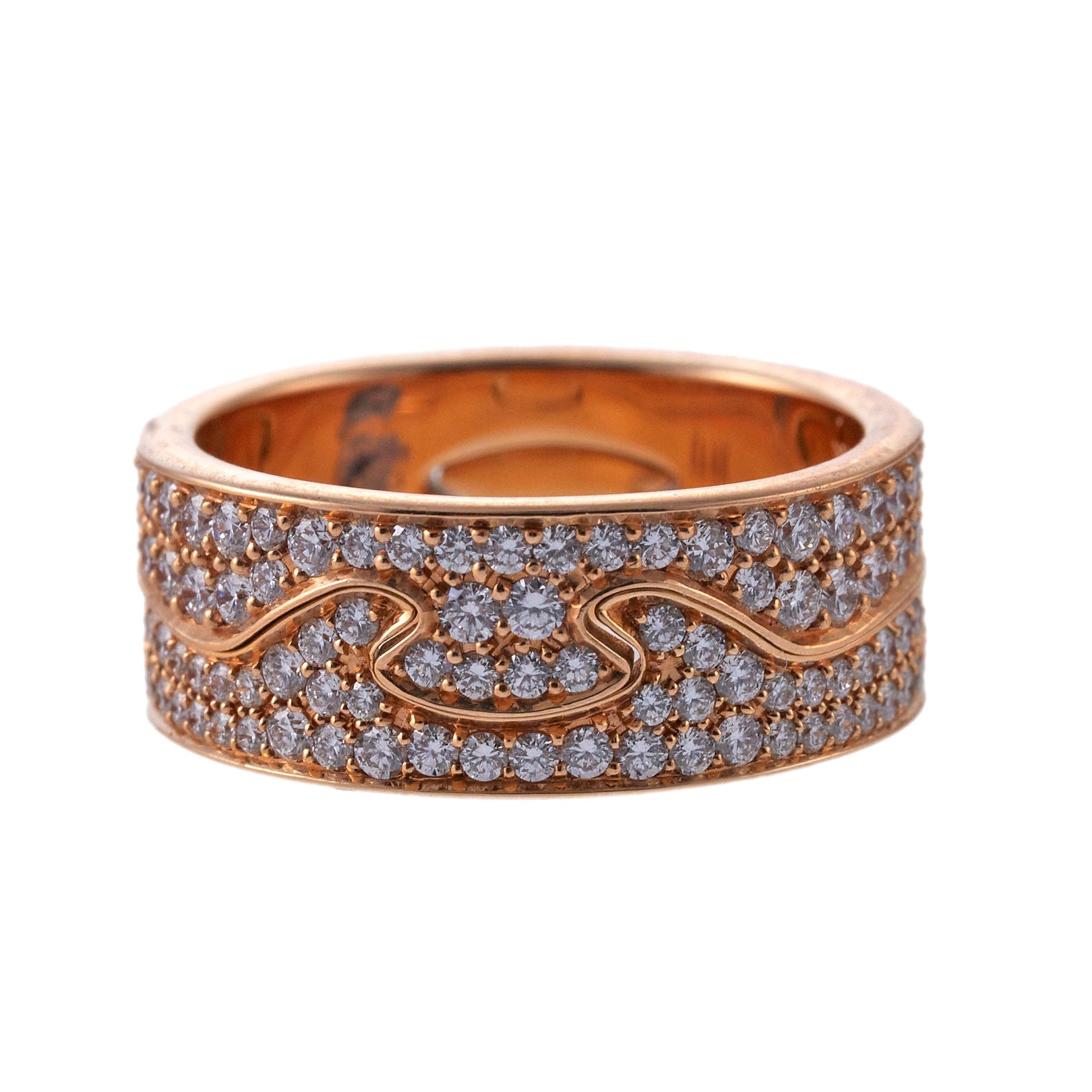 Georg Jensen Fusion Rose Gold Diamond Puzzle Ring Set #1370