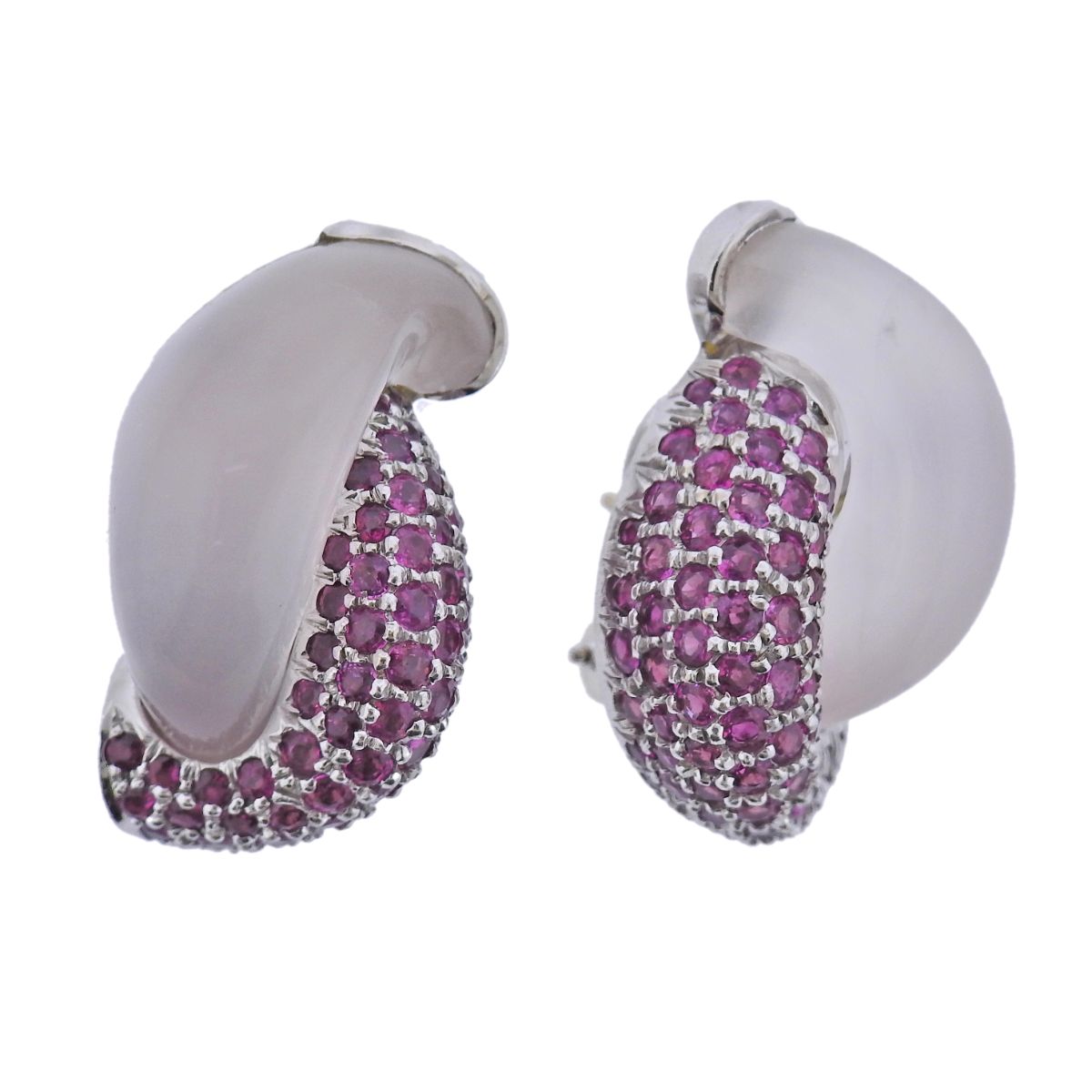 Seaman Schepps Link Ruby Crystal Gold Earrings
