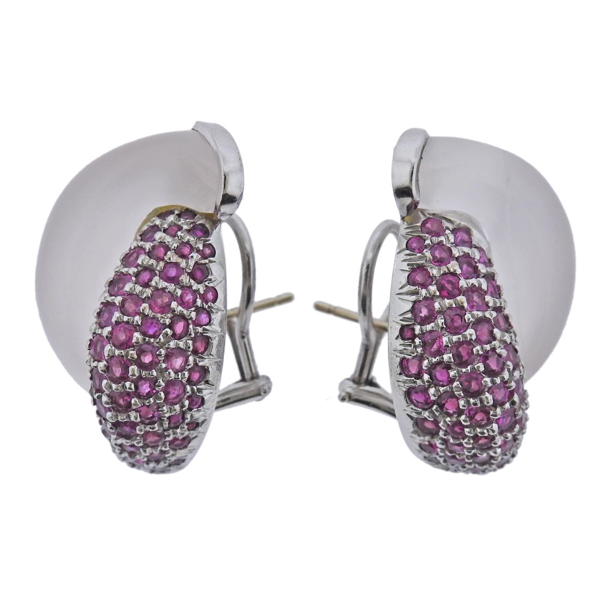 Seaman Schepps Link Ruby Crystal Gold Earrings