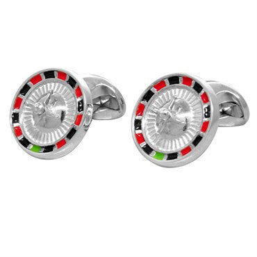 Deakin & Francis Sterling SIlver Casino Roulette Wheel Cufflinks - Oak Gem